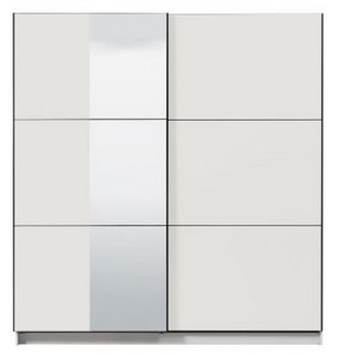 SIERRA 2 DOOR SLIDING WARDROBE WITH MIRROR DOOR SHELVES AND RAILS WHITE FINISH 2400WX625DX2100HMM - RRP £1199: LOCATION - B5