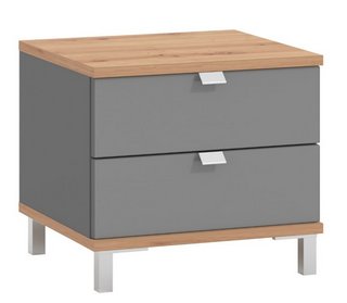 MARBELLA 2 DRAWER BEDSIDE GLASS FRONTED IN LIGHT GREY GLASS FINISH 430WX400DX510HMM - RRP £195: LOCATION - B6