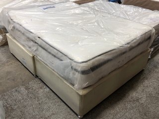 SLEEPRIGHT NO STORAGE DIVAN BED IN NATURAL & SILENTNIGHT MELODY MATTRESS: APPROX SIZE 150 X 200CM - RRP £1899: LOCATION - C4