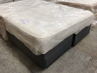 SLEEPRIGHT LORENZA 4 DRAWER DIVAN BED IN GREY & SLEEPRIGHT LORENZA SOFT MATTRESS: APPROX SIZE 135 X 190CM - RRP £779: LOCATION - C4