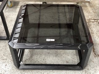 MEDIUM COFFEE TABLE SQUARE IN SMOKE GLASS & GREY MARBLE - RRP £704: LOCATION - B8