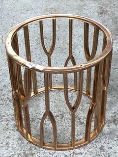 STAINLESS STEEL ROSE GOLD MARBLE TOP SIDE TABLE (MARBLE TOP MISSING): LOCATION - B8