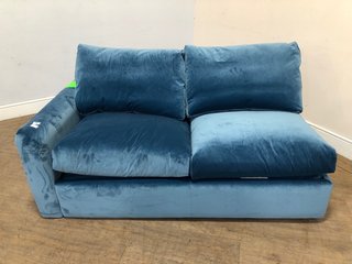 LOAF.COM OLD CHATNAP SOFA BED IN SHIPPING FORECAST CLEVER VELVET WITH A LEFT ARM - RRP £2295: LOCATION - C2