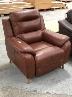 LA-Z-BOY MADISON POWER RECLINER CHAIR IN DELUXE/CINNAMON LEATHER - RRP £1979: LOCATION - B6