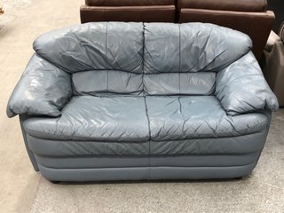 LA-Z-BOY 2 SEATER LEATHER SOFA IN LIGHT BLUE: LOCATION - B6