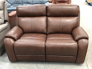 LA-Z-BOY LAKELAND 2 SEATER MANUAL RECLINER SOFA IN BROWN LEATHER - RRP £4799: LOCATION - B6