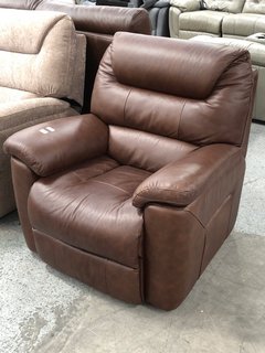 LA-Z-BOY STATEN LEATHER ARMCHAIR IN DELUXE CINNAMON - RRP £1649: LOCATION - B6