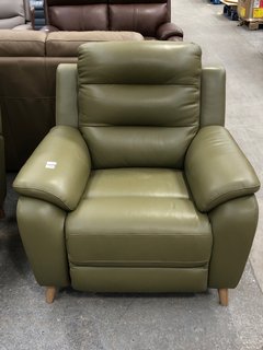 LA-Z-BOY MADISON LEATHER POWER RECLINER ARMCHAIR IN DELUXE PISTACHIO - RRP £1849: LOCATION - B6