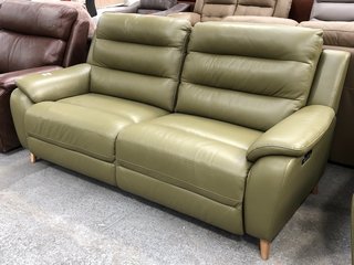 LA-Z-BOY MADISON LEATHER 3 SEATER POWER RECLINER SOFA IN DELUXE PISTACHIO - RRP £3599: LOCATION - B6