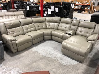 LA-Z-BOY PHOENIX LEATHER 5 SEATER POWER RECLINER SOFA IN GREY: LOCATION - B7