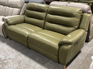 LA-Z-BOY MADISON LEATHER 3 SEATER POWER RECLINER SOFA IN DELUXE PISTACHIO - RRP £3599: LOCATION - B7