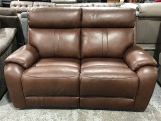 LA-Z-BOY LAKELAND LEATHER 2 SEATER MANUAL RECLINER SOFA IN BROWN: LOCATION - B7