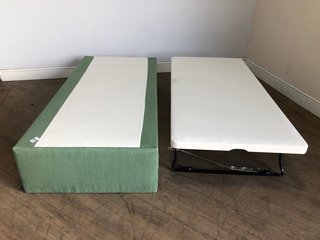 LOAF.COM FOR LOAN SINGLE FRIENDS TRUNDLE BED IN THYME GREEN VINTAGE LINEN - RRP £1205: LOCATION - C3 (KERBSIDE PALLET DELIVERY)