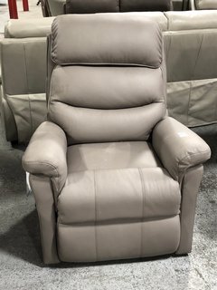 LA-Z-BOY TULSA LEATHER NIL ENTRAPMENT CHAIR IN GREY - RRP £2249: LOCATION - B7