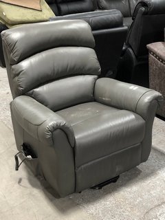 LA-Z-BOY TAMLA LEATHER LIFT & RISE CHAIR IN GREY - RRP £1549: LOCATION - B7