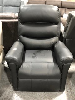 LA-Z-BOY TULSA LEATHER NIL ENTRAPMENT CHAIR IN BLACK - RRP £1874: LOCATION - B7