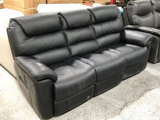 LA-Z-BOY STATEN LEATHER 3 SEATER POWER RECLINER SOFA IN BLACK - RRP £3099: LOCATION - B8