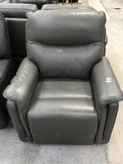 LA-Z-BOY LEATHER POWER RECLINER ARMCHAIR IN BLACK: LOCATION - C7