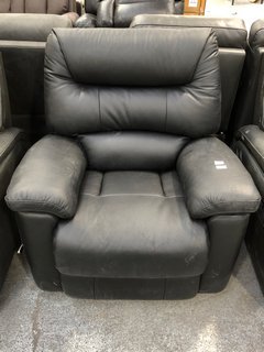 LA-Z-BOY STATEN LEATHER MANUAL RECLINER CHAIR IN BLACK - RRP £1649: LOCATION - C7