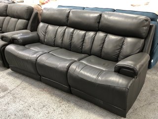 LA-Z-BOY EMPIRE LEATHER 3 SEATER MANUAL RECLINER SOFA IN DELUXE CHARCOAL - RRP £3149: LOCATION - C7