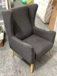 PARKER ARMCHAIR IN CHARCOAL WITH LIGHT OAK LEGS - RRP £349: LOCATION - A3