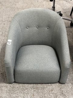 ARCHIE ARMCHAIR IN PLAIN PEARL GREY (MISSING LEGS) - RRP £199: LOCATION - A3