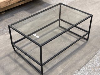 MILAN METAL FRAMED COFFEE TABLE WITH CLEAR GLASS (1 X GLASS PANEL MISSING) - RRP £249: LOCATION - A3