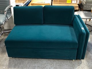 JAYDEN 2 SEATER STORAGE SOFA PART WITH LEFT ARM IN DARK TEAL VELVET (INCOMPLETE): LOCATION - A4