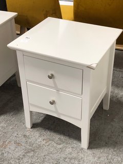 HASTINGS 2 DRAWER BEDSIDE TABLE IN WHITE - RRP £119: LOCATION - A4