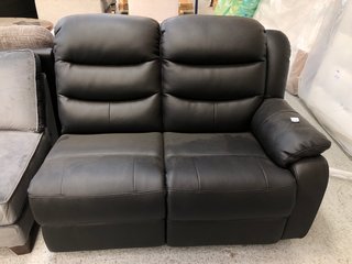 ROTHBURY 2 SEATER MANUAL RECLINER SOFA PART WITH RIGHT ARM IN BLACK FAUX LEATHER: LOCATION - D1