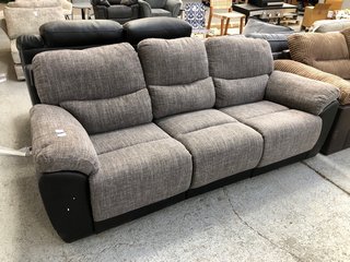 SANTORI 3 SEATER MANUAL RECLINER SOFA IN BLACK/CHARCOAL - RRP £999: LOCATION - D1