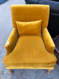 NKUKU.COM NALLA VELVET ARMCHAIR IN OCHRE - RRP £1150: LOCATION - D1