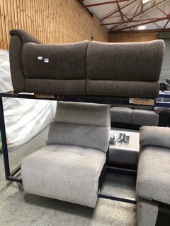 2 X ASSORTED PARTIAL SOFA UNITS IN LIGHT GREY FABRIC AND BROWN FABRIC: LOCATION - D1