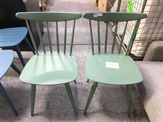 JOHN LEWIS & PARTNERS 2X ANYDAY SPINDLE DINING CHAIRS IN GREEN RRP - £249: LOCATION - D2