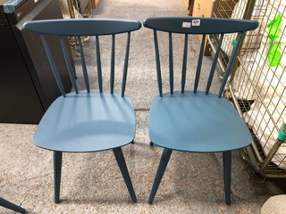 2 X JOHN LEWIS & PARTNERS ANYDAY SPINDLE DINING CHAIR - BLUE - RRP £249: LOCATION - D2