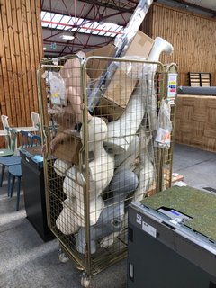 QTY OF ASSORTED JOHN LEWIS & PARTNERS MANNEQUIN PARTS & 2X CURTAIN POLLS (CAGE NOT INCLUDED): LOCATION - D2 (KERBSIDE PALLET DELIVERY)