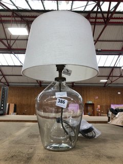 LOAF.COM FLAGON MEDIUM TABLE LAMP WITH WHITE LINEN SHADE - RRP £115: LOCATION - CR