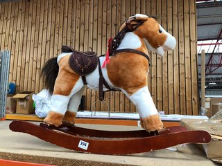 ROCKING HORSE WITH BROWN WOOD FRAME: LOCATION - DR8