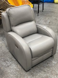 PARKER KNOLL CHARLESTON LEATHER POWER RECLINER ARMCHAIR IN ROMEO STEEL - RRP £2249: LOCATION - A6