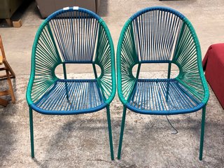 2X JOHN LEWIS & PARTNERS SALSA GARDEN CHAIRS IN GREEN & BLUE: LOCATION - A7