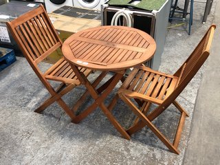 JOHN LEWIS & PARTNERS ANYDAY 2 SEATER FOLDING BISTRO GARDEN TABLE & CHAIRS SET IN EUCALYPTUS WOOD: LOCATION - A7