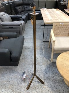 NKUKU SAHHIL METAL TRIPOD FLOOR LAMP IN ANTIQUE BRASS - RRP £295: LOCATION - C7