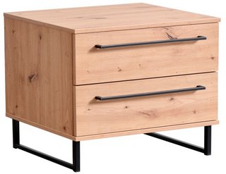 SARDINIA 2 DRAWER BEDSIDE ARTISAN IN OAK AND STONE FINISH 450WX350DX540HMM - RRP £195: LOCATION - B1