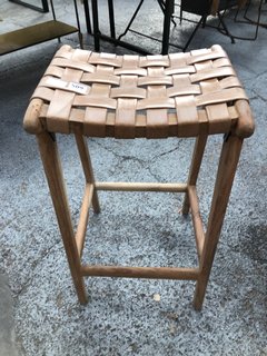 NKUKU ADEMBI WOVEN LEATHER COUNTER STOOL - RRP £295: LOCATION - C7