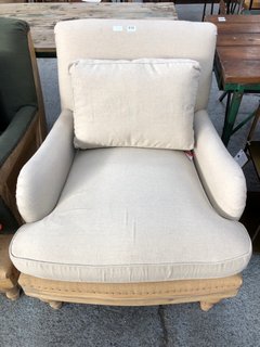 NKUKU ABE DECONSTRUCTED LINEN ARMCHAIR IN STONE - RRP £1200: LOCATION - C7