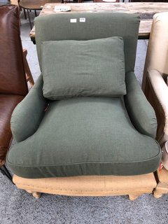 NKUKU ABE DECONSTRUCTED LINEN ARMCHAIR IN OLIVE - RRP £1200: LOCATION - C7