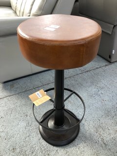 NKUKU NARWANA LEATHER ROUND STOOL - RRP £250: LOCATION - C7