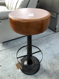 NKUKU NARWANA LEATHER ROUND STOOL - RRP £250: LOCATION - C7