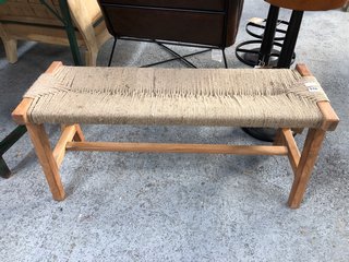 NKUKU AMHARA ACACIA & JUTE WOVEN BENCH - RRP £295: LOCATION - C7