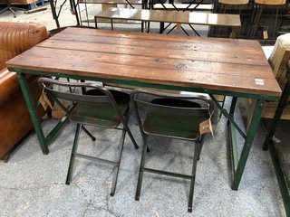 NKUKU ISHAN RECLAIMED FOLDING DINING TABLE & COFFEE TABLE TO INCLUDE 2 X ISHAN RECLAIMED FOLDING CHAIRS - COMBINED RRP £685: LOCATION - C7